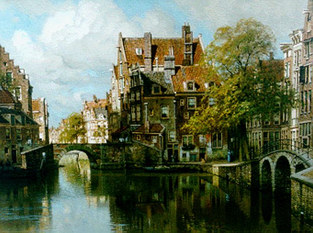 Karel Klinkenberg | Gezicht op de Grimburgwal, Amsterdam, olieverf op doek, 60,0 x 80,0 cm, gesigneerd r.o.