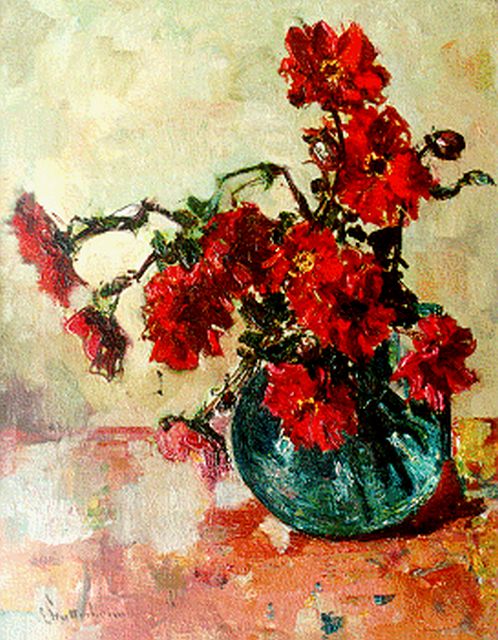 Louis Stutterheim | Stilleven met bloemen, olieverf op doek, 45,3 x 35,9 cm, gesigneerd l.o.