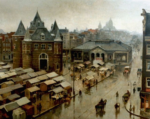 Cornelis Vreedenburgh | Gezicht op de Waag, Nieuwmarkt te Amsterdam, olieverf op doek, 59,2 x 73,2 cm, gesigneerd r.o. en gedateerd 1936