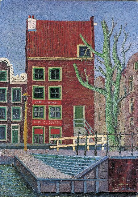 Willy Boers | Rood huis aan gracht, olieverf op doek, 70,5 x 51,0 cm, gesigneerd r.o. en gedateerd 1942