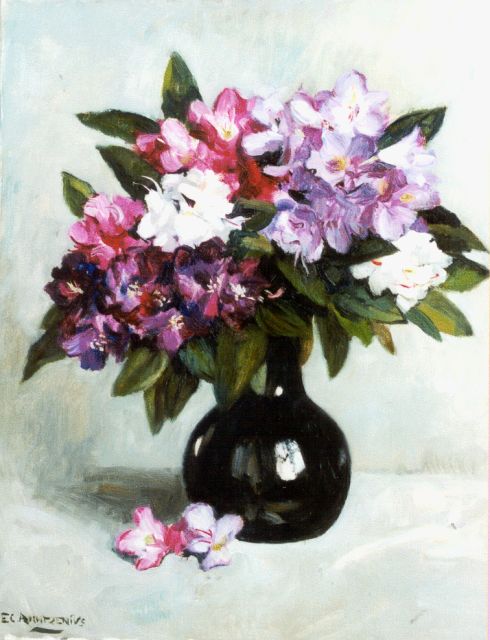 Elise Arntzenius | Rhododendrons in een vaas, olieverf op doek, 58,8 x 50,2 cm, gesigneerd l.o.