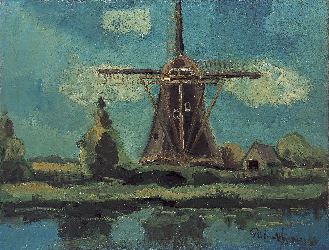 Piet van Wijngaerdt | Molen bij Abcoude, olieverf op doek, 54,7 x 71,7 cm, gesigneerd r.o.