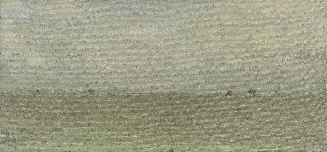 Andries Verleur | Zeegezicht, olieverf op doek, 24,0 x 50,0 cm, gesigneerd l.o. en gedateerd 1922