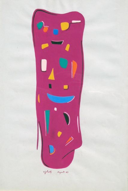 Righetti R.  | Compositie, gouache op papier 49,0 x 33,5 cm, gesigneerd m.o. en gedateerd '49