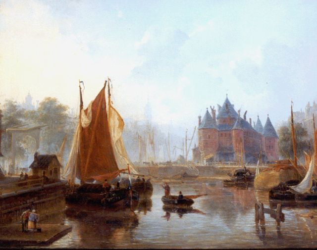 Mock J. jhr  | De Sint Anthonispoort te Amsterdam, olieverf op paneel 45,4 x 58,3 cm, gesigneerd l.o.