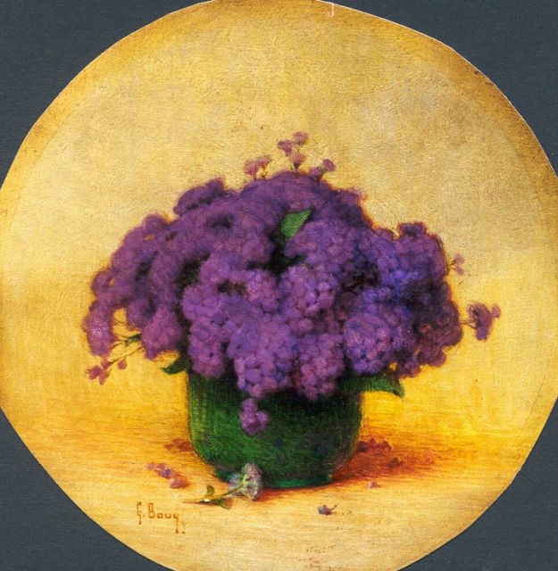 Gaston Bouy | Kom met ageratum, olieverf op paneel, 33,0 cm, gesigneerd l.o.
