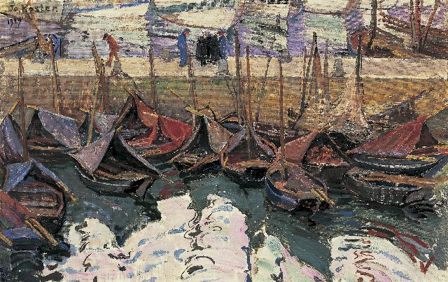 Jo Koster | Bretons havengezicht, olieverf op doek op schildersboard, 35,5 x 55,3 cm, gesigneerd l.b. en gedateerd 1927