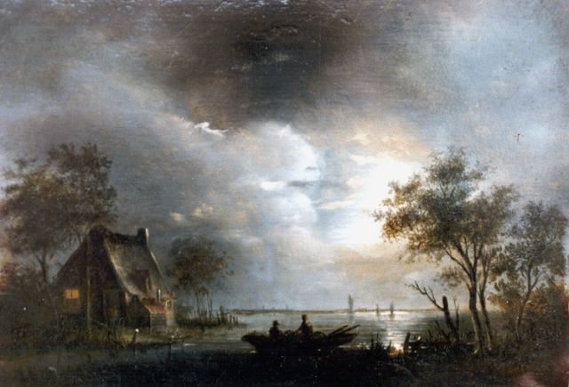Hendrik Gerrit ten Cate | Nachtgezicht, olieverf op paneel, 20,7 x 30,0 cm, gesigneerd r.o.