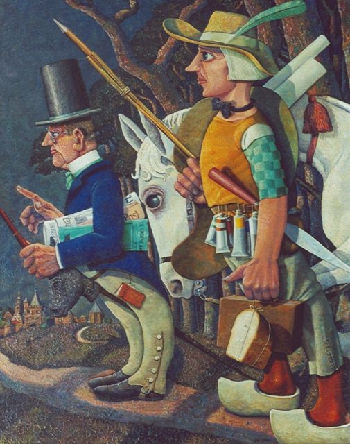 Jan Strube | Don Quichotte en Sancho Panza, olieverf op doek, 108,4 x 86,4 cm, gesigneerd r.o. en gedateerd '34