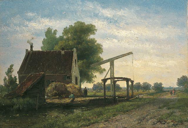Jan H.B. Koekkoek | Ophaalbrug in Kortenhoef, olieverf op doek, 32,0 x 47,4 cm, gesigneerd l.o. en gedateerd 1900
