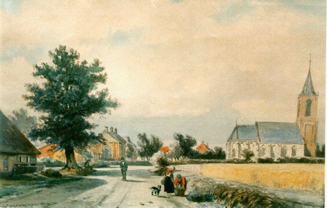 Cornelis Springer | Gezicht op Elspeet, aquarel op papier, 26,0 x 39,0 cm, gesigneerd l.o. en gedateerd 1868