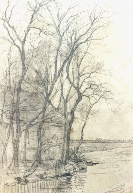 Piet Mondriaan | Boerderij bij Duivendrecht; detailstudie van de schuur, potlood op papier, 16,6 x 11,7 cm, te dateren ca. 1905