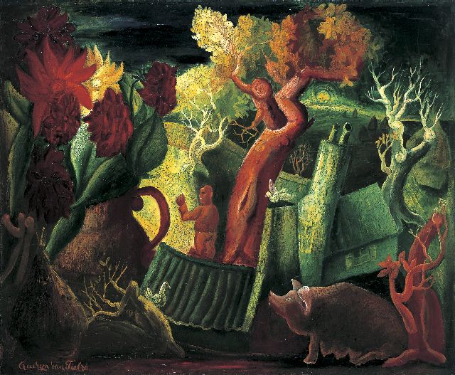 Quirijn van Tiel | Herfst, olieverf op doek, 66,4 x 80,4 cm, gesigneerd l.o. en gedateerd '36