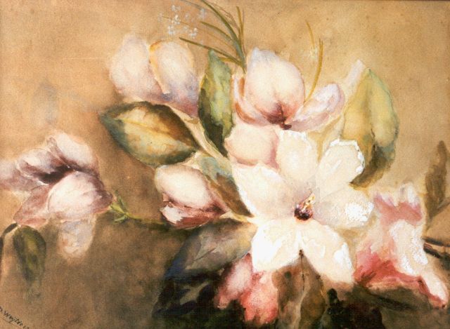 Marie Wuytiers | Magnoliatak, aquarel en gouache op papier, 39,5 x 54,0 cm, gesigneerd l.o.