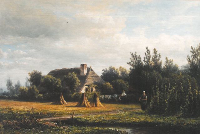 Hendrik Dirk Kruseman van Elten | Een zomermiddag op de boerderij, olieverf op doek, 33,4 x 50,2 cm, gesigneerd r.o.