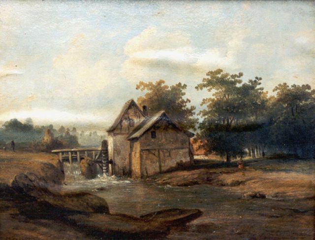Jan Bedijs Tom | Watermolen, olieverf op doek, 34,9 x 45,1 cm, gesigneerd l.o. en gedateerd 1857