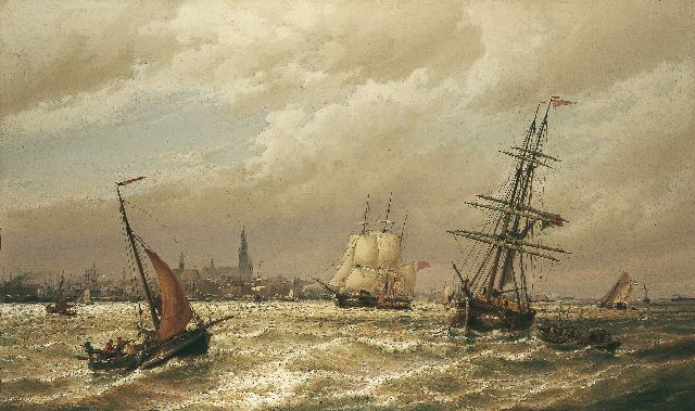 Christiaan Dommelshuizen | De Schelde met Antwerpen in 't verschiet, olieverf op doek, 76,2 x 127,3 cm, gesigneerd r.o. 'C. Dommersen' en gedateerd 1880