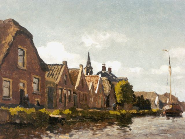 Willem Bastiaan Tholen | Langs de vaart, olieverf op paneel, 18,8 x 24,5 cm, gesigneerd l.m. en gedateerd '04