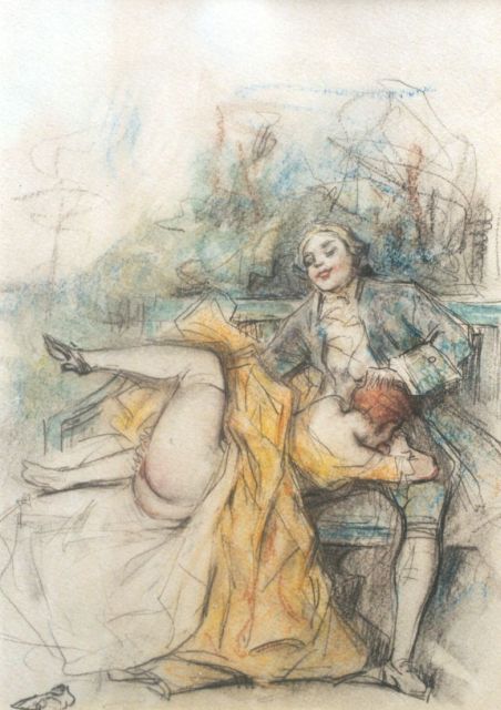 Tom Poulton | Société de secours mutuel / Wederzijdse ondersteuning, kleurpotlood op papier, 21,5 x 18,0 cm