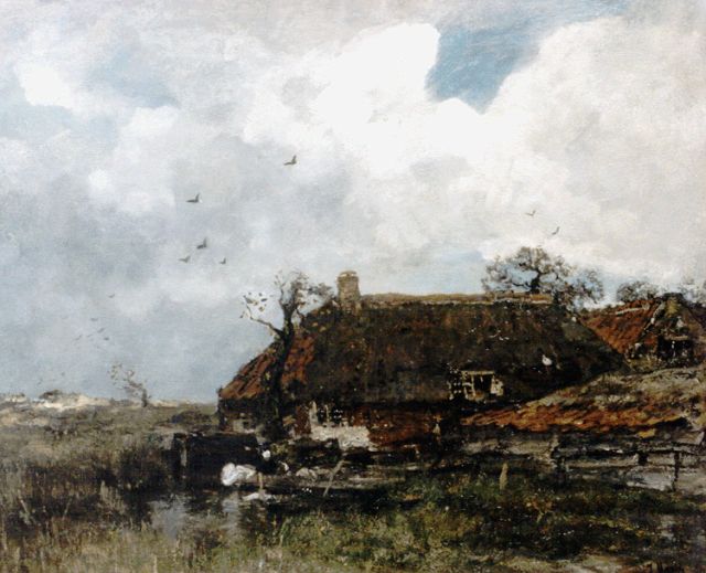 Jacob Maris | Landschap met boerenhoeve, olieverf op doek, 68,8 x 85,0 cm, gesigneerd r.o.