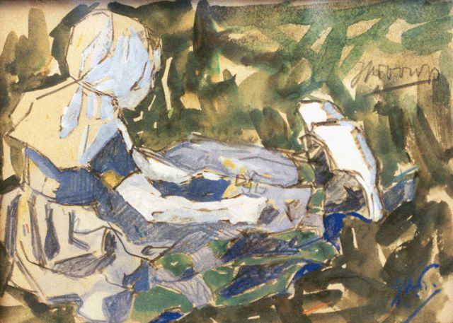 Jan Toorop | Zeeuws boerinnetje, krijt, aquarel en gouache op papier, 12,0 x 16,3 cm, gesigneerd r.o. mon en r.b.