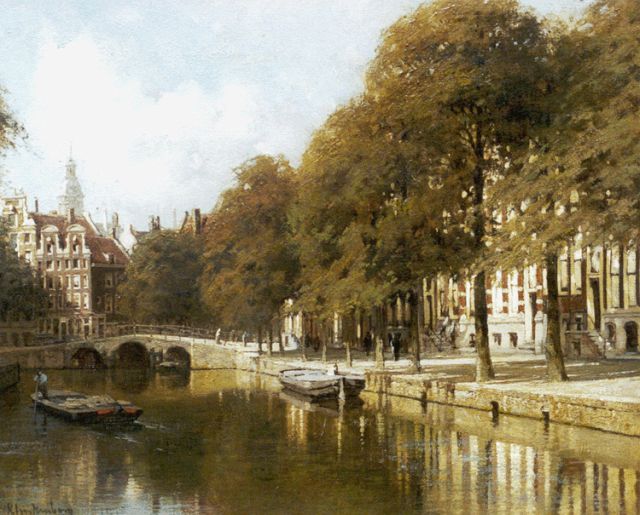 Karel Klinkenberg | Gezicht op de Herengracht te Amsterdam, olieverf op doek, 39,4 x 47,2 cm, gesigneerd l.o.