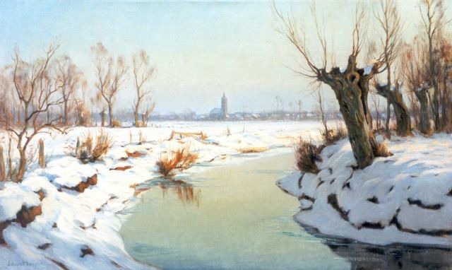 Johan Meijer | Winterlandschap bij Blaricum, olieverf op doek, 60,3 x 100,1 cm, gesigneerd l.o.