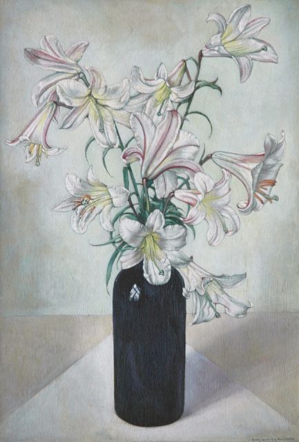 Antoinette van Hoijtema | Bloemstilleven, olieverf op paneel, 67,0 x 46,0 cm, gesigneerd r.o.