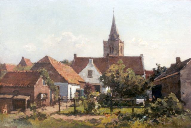 Cornelis Vreedenburgh | Erfje tussen huizen, olieverf op paneel, 28,3 x 42,9 cm, gesigneerd r.o. en gedateerd 1936