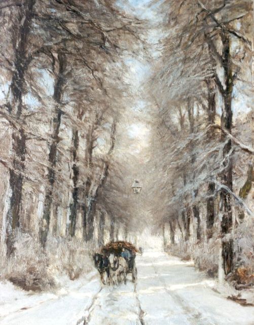 Louis Apol | Paard en wagen op een pad, olieverf op doek, 85,4 x 66,5 cm, gesigneerd l.o.