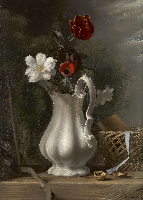 Raoul Hynckes | Bloemstilleven, olieverf op doek, 55,5 x 40,6 cm, gesigneerd r.o.
