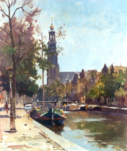 Evert Jan Ligtelijn | Prinsengracht met de Westerkerk, Amsterdam; verso bauxietmijn, olieverf op paneel, 49,6 x 40,0 cm, gesigneerd l.o.