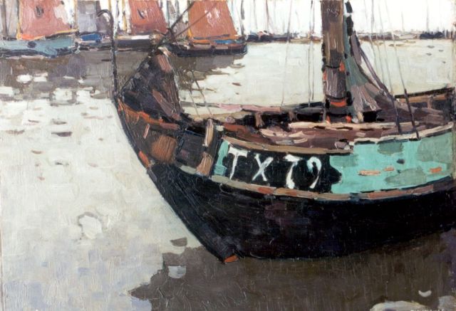 Raoul Hynckes | Vissershaven op Texel, olieverf op paneel, 41,5 x 56,0 cm, gesigneerd r.o.