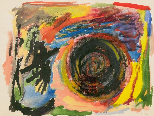 Mesengier P.  | Compositie, gouache op papier 53,0 x 70,0 cm, gesigneerd r.o. en gedateerd 1956