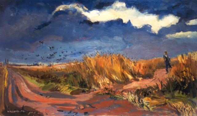 Ben Walrecht | Groninger landschap, olieverf op doek, 53,5 x 90,4 cm, gesigneerd l.o. en gedateerd '44