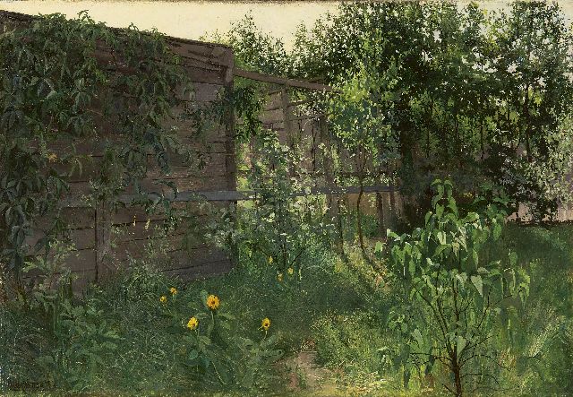 Ven P.J. van der | Een hoekje van de tuin, olieverf op doek 45,3 x 65,3 cm, gesigneerd l.o.