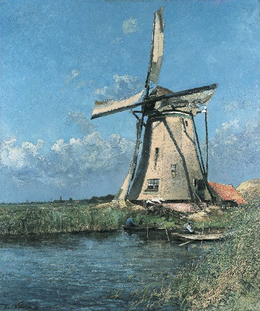 Paul Kühstohs | Vijzelmolen in de Vosse en Weerlanerpolder, olieverf op doek, 216,0 x 182,0 cm, gesigneerd l.o. en gedateerd '89