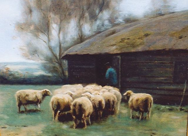 Willem Steelink jr. | Herder met schapen, olieverf op doek, 40,0 x 50,0 cm