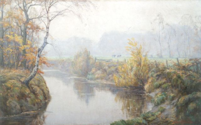 Johan Meijer | Herfstmorgen aan de beek, olieverf op doek, 60,4 x 100,6 cm, gesigneerd r.o.