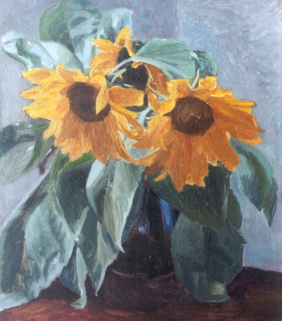Jan Altink | Stilleven met zonnebloemen, olieverf op doek, 39,2 x 34,2 cm
