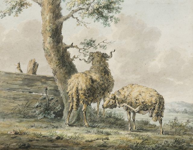 Franciscus Cornelis Knoll | Twee rammen, potlood en aquarel op papier, 16,0 x 20,0 cm