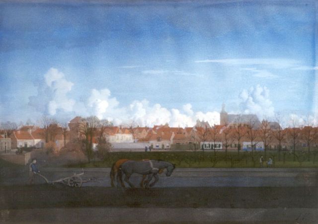 Jan Voerman sr. | Ploeger bij  Hattem, aquarel op papier, 45,3 x 64,0 cm, gesigneerd r.o. met initialen en te dateren ca. 1892-1902