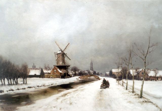 Louis Apol | Delft in de winter, olieverf op doek, 56,0 x 80,2 cm