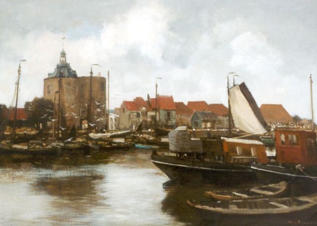 Willem George Frederik Jansen | De haven van Enkhuizen met de Drommedaris, olieverf op doek, 72,0 x 100,0 cm, gesigneerd r.o.