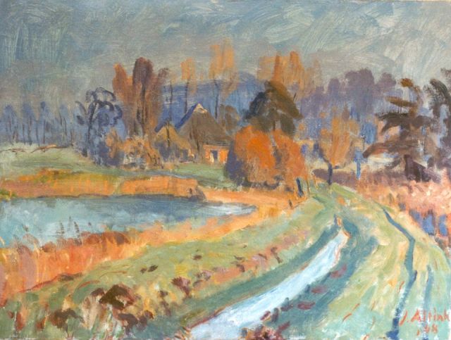 Jan Altink | Gronings landschap, olieverf op doek, 60,2 x 80,0 cm, gesigneerd r.o. en gedateerd '48