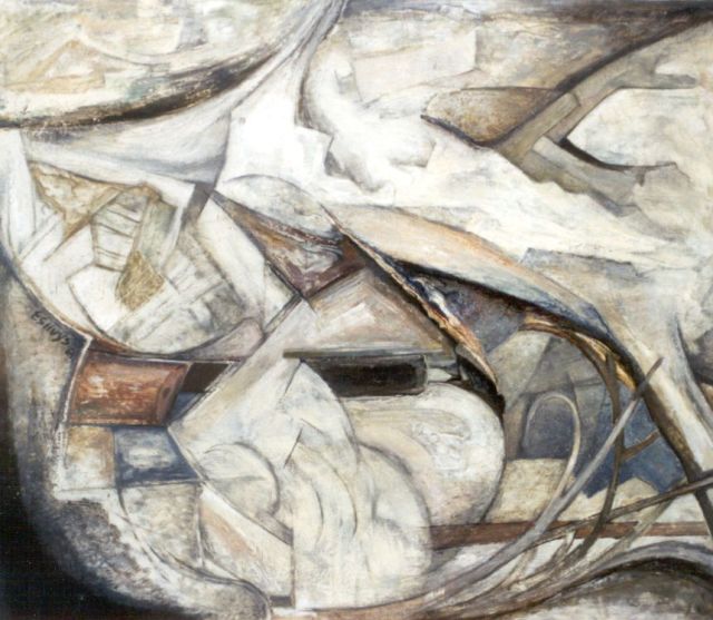 Hendrikus Jacobus Eshuijs | Abstract landschap, olieverf op doek, 104,0 x 90,0 cm, gesigneerd m.o. en gedateerd '64
