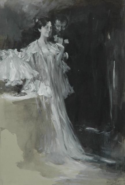 Friedrich Stahl | De versierder, gouache op papier, 30,7 x 21,0 cm, gesigneerd r.o. en verso