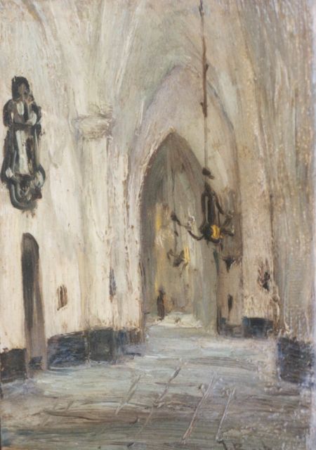 Johannes Bosboom | Kerkinterieur, olieverf op paneel, 12,5 x 8,8 cm, gesigneerd r.o.
