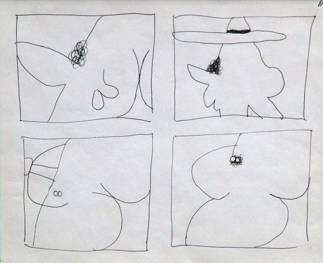 Roëde J.  | Erotische schetsen, pen op papier 20,7 x 25,9 cm