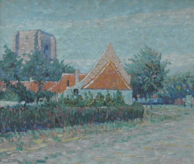 Dijck A.J. van | Gezicht op Sint Anna Ter Muiden, Zeeland, olieverf op doek 38,2 x 44,2 cm, gesigneerd l.o.